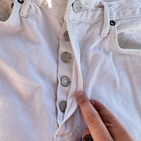 Agolde Womens Size 27 White 90s Pinch Waist in Drum Button Fly Straight Leg Jean - Picture 7 of 12